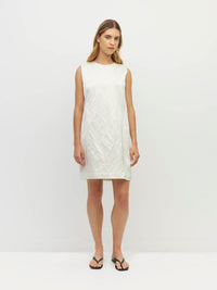 Ilia Dress (Sculptural Satin) Antique Pearl