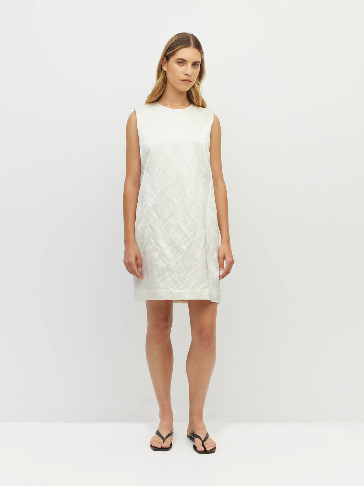 Ilia Dress (Sculptural Satin) Antique Pearl
