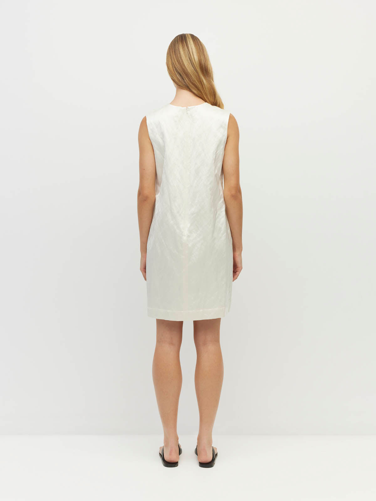 Ilia Dress (Sculptural Satin) Antique Pearl