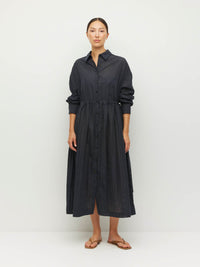 Lenora Dress (Sheer Stripe) Black