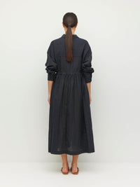 Lenora Dress (Sheer Stripe) Black