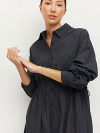 Lenora Dress (Sheer Stripe) Black