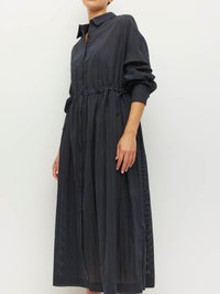 Lenora Dress (Sheer Stripe) Black