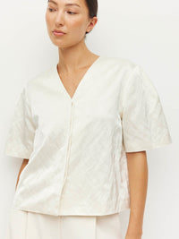 Vesper Jacket (Sculptural Satin) Antique Pearl
