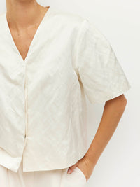 Vesper Jacket (Sculptural Satin) Antique Pearl