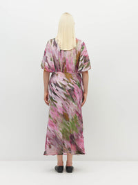 Juliette Hogan Dahlia Dress (Summer Daze Crush) Rose Ripple - summer event-ready printed style with waterfall sleeve, under-bust gather, and bias-cut skirt.