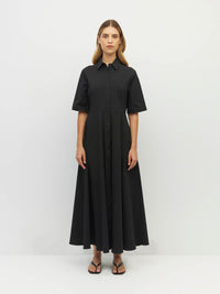 Delphi Dress (Thread Line Cotton) Black Linear