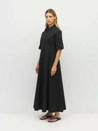 Delphi Dress (Thread Line Cotton) Black Linear