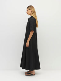 Delphi Dress (Thread Line Cotton) Black Linear