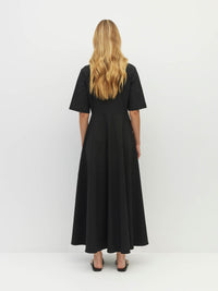 Delphi Dress (Thread Line Cotton) Black Linear