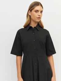 Delphi Dress (Thread Line Cotton) Black Linear