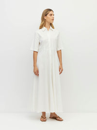 Delphi Dress (Thread Line Cotton) White Linear