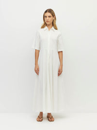 Delphi Dress (Thread Line Cotton) White Linear