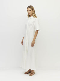 Delphi Dress (Thread Line Cotton) White Linear
