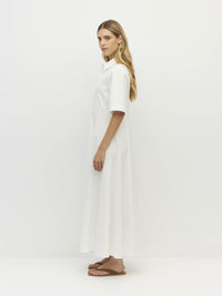 Delphi Dress (Thread Line Cotton) White Linear