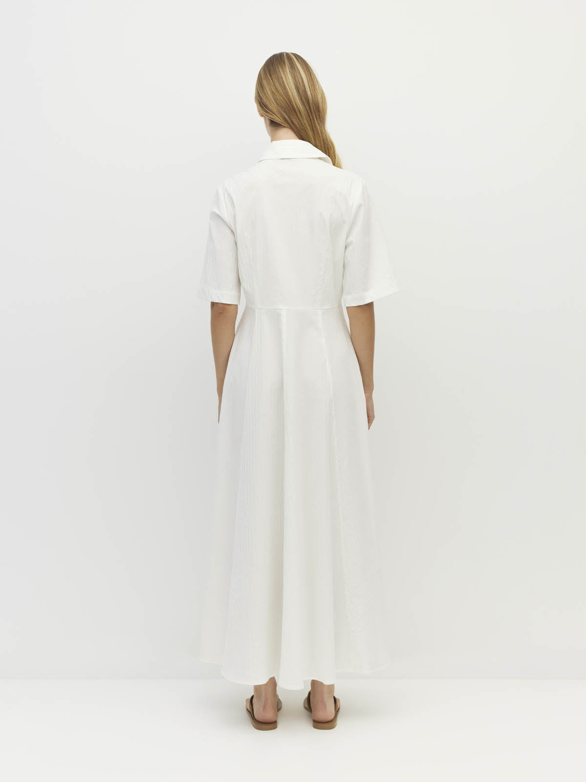 Delphi Dress (Thread Line Cotton) White Linear