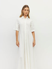 Delphi Dress (Thread Line Cotton) White Linear