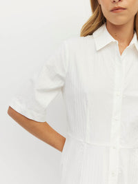 Delphi Dress (Thread Line Cotton) White Linear