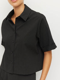 Everly Shirt (Thread Line Cotton) Black Linear