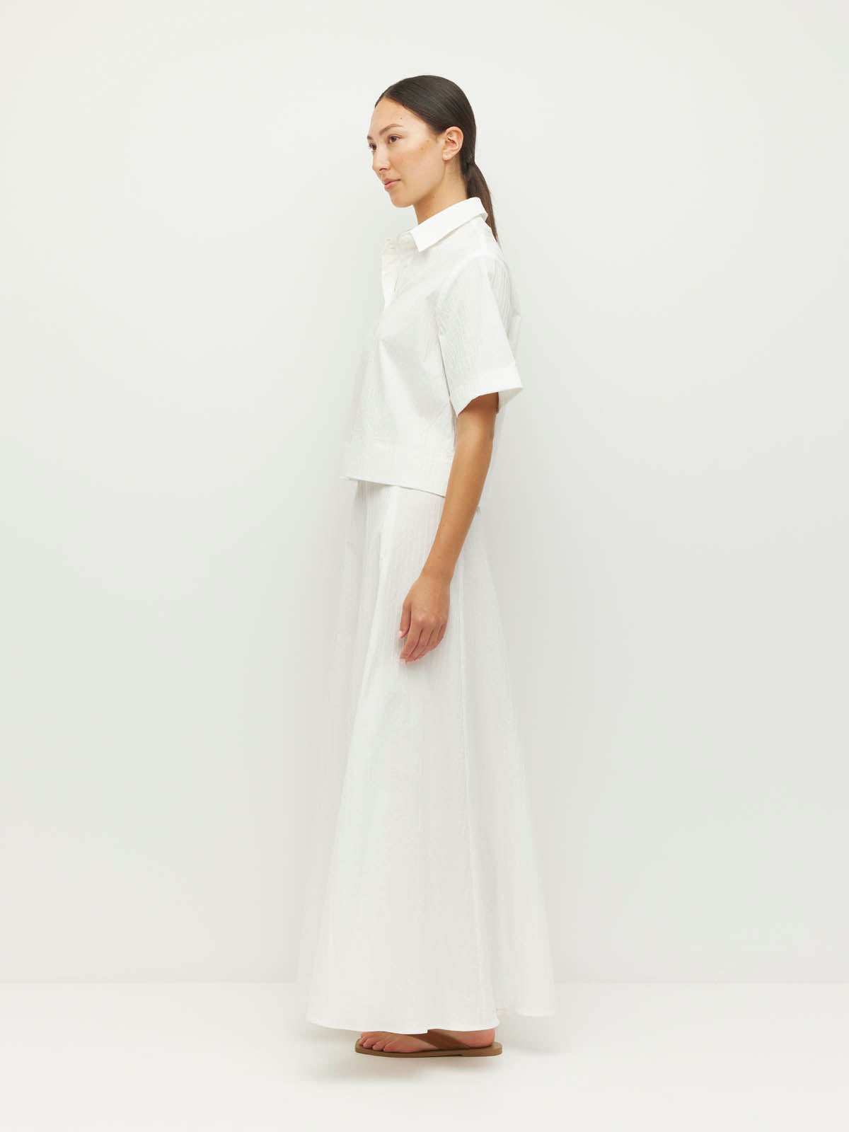 Everly Shirt (Thread Line Cotton) White Linear