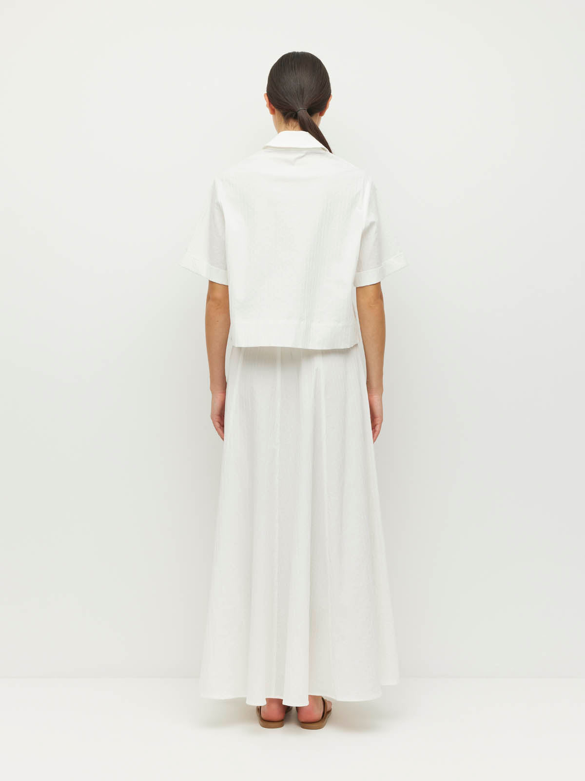 Everly Shirt (Thread Line Cotton) White Linear