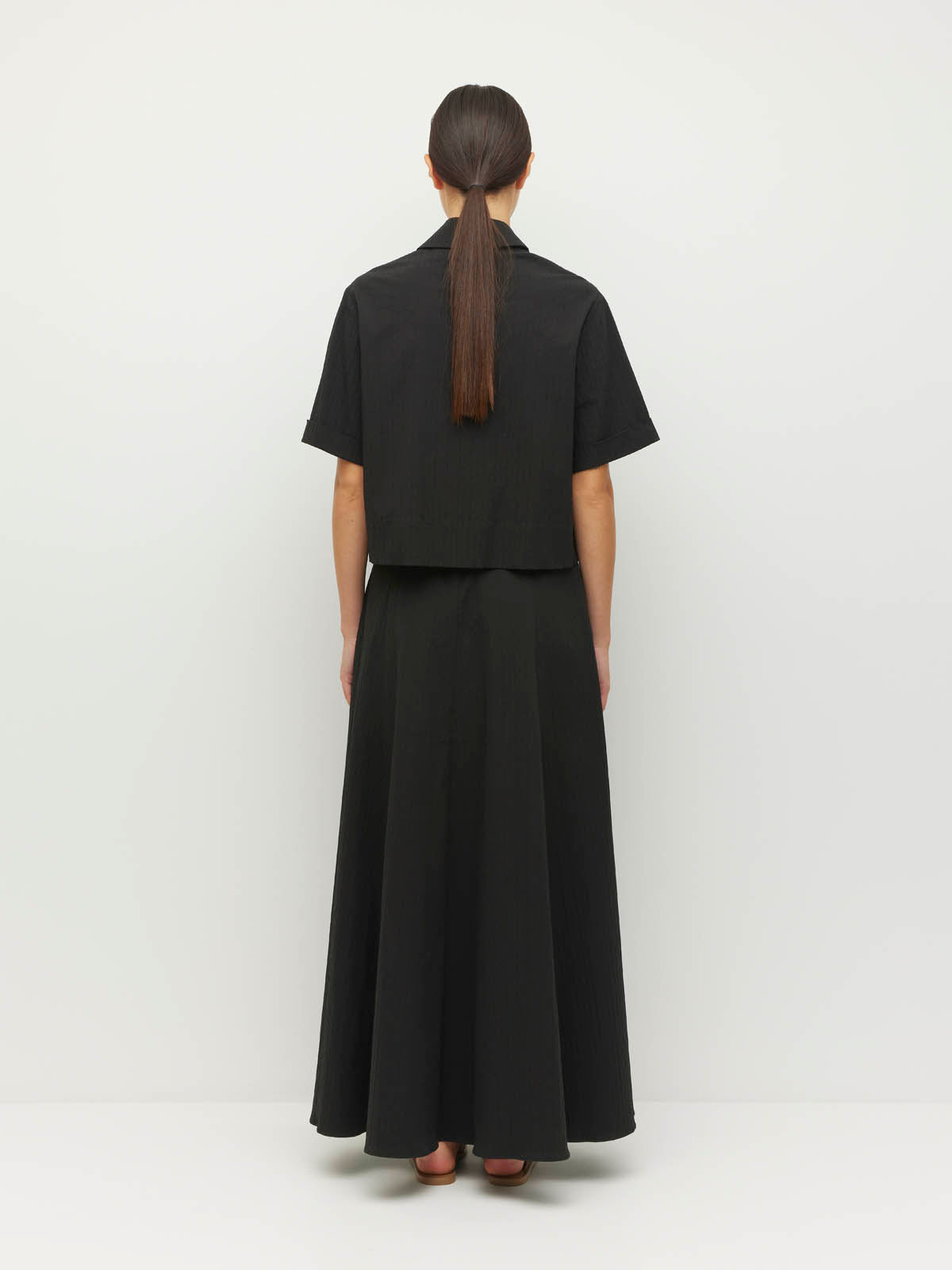 Rhodes Skirt (Thread Line Cotton) Black Linear