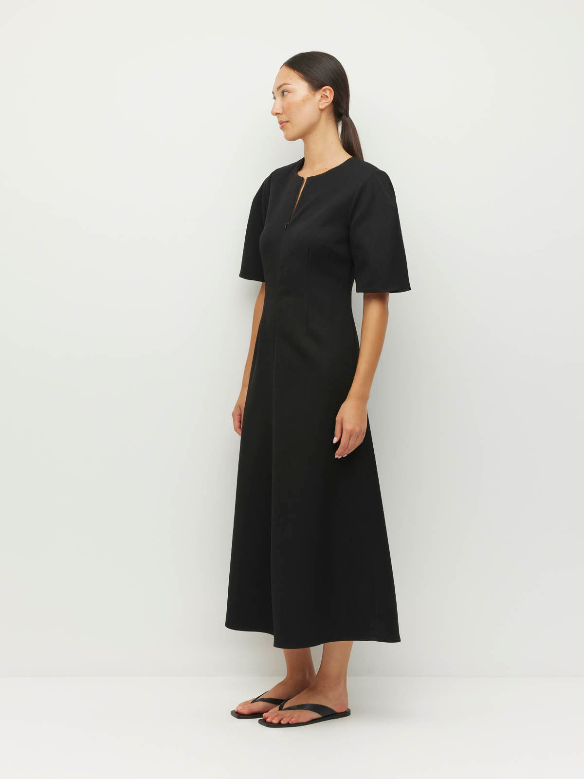 Finley Dress (Tech Twill Suiting) Black
