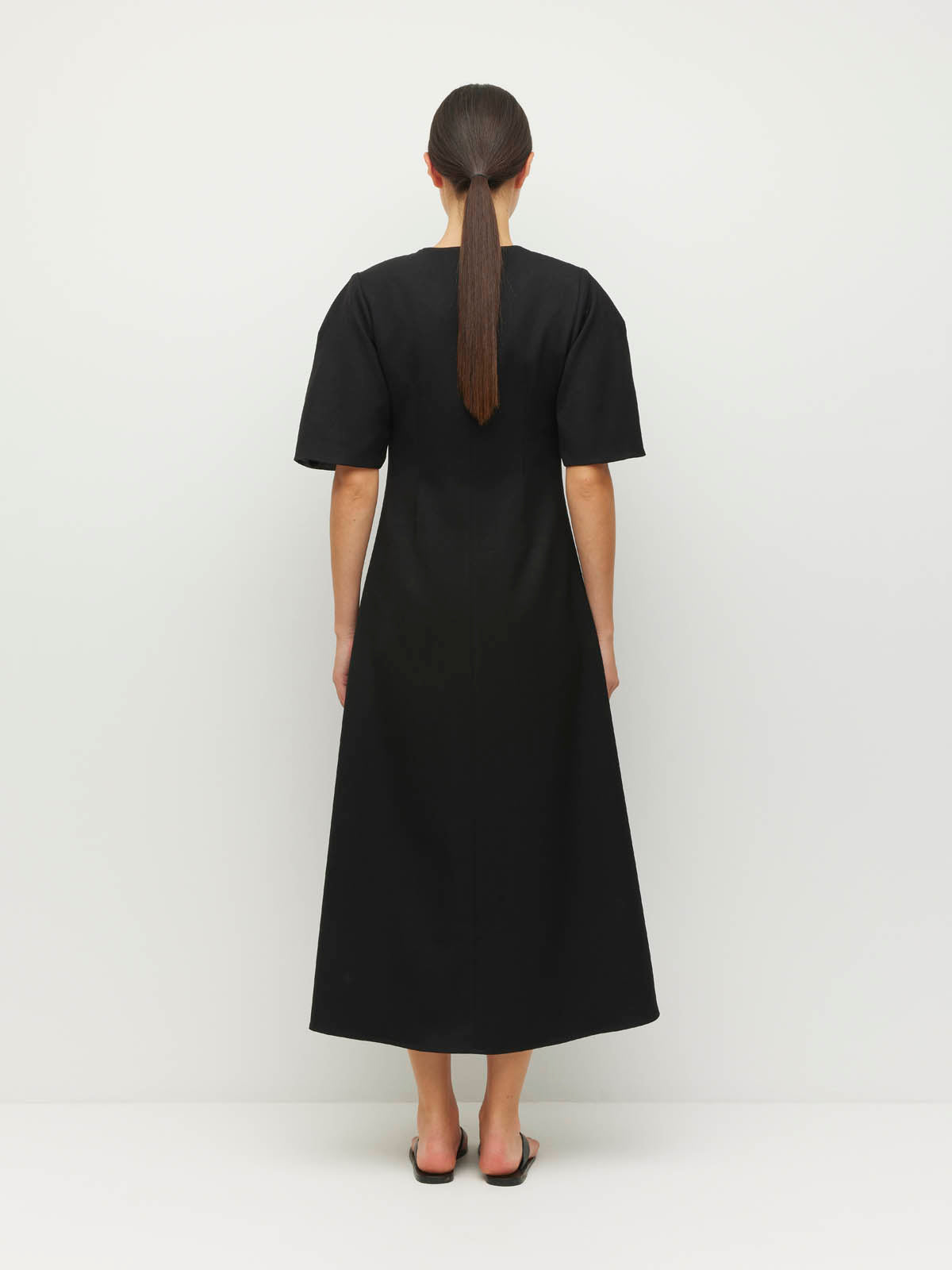 Finley Dress (Tech Twill Suiting) Black
