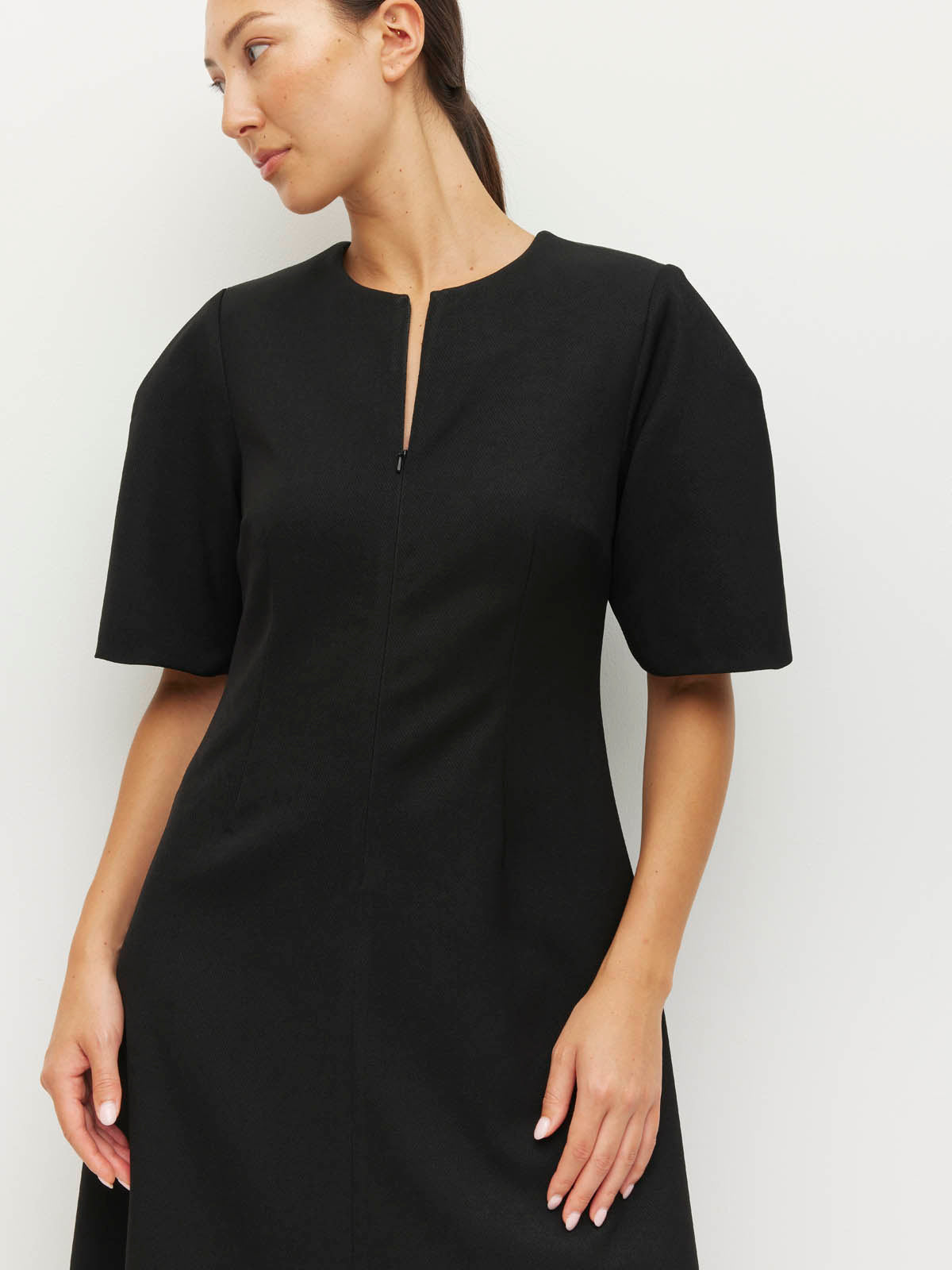 Finley Dress (Tech Twill Suiting) Black