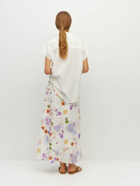 Juliette Hogan Em Skirt (Afterglow Floral Cotton) Blanc - bias-cut printed cotton skirt with elastic waistband, fully lined.