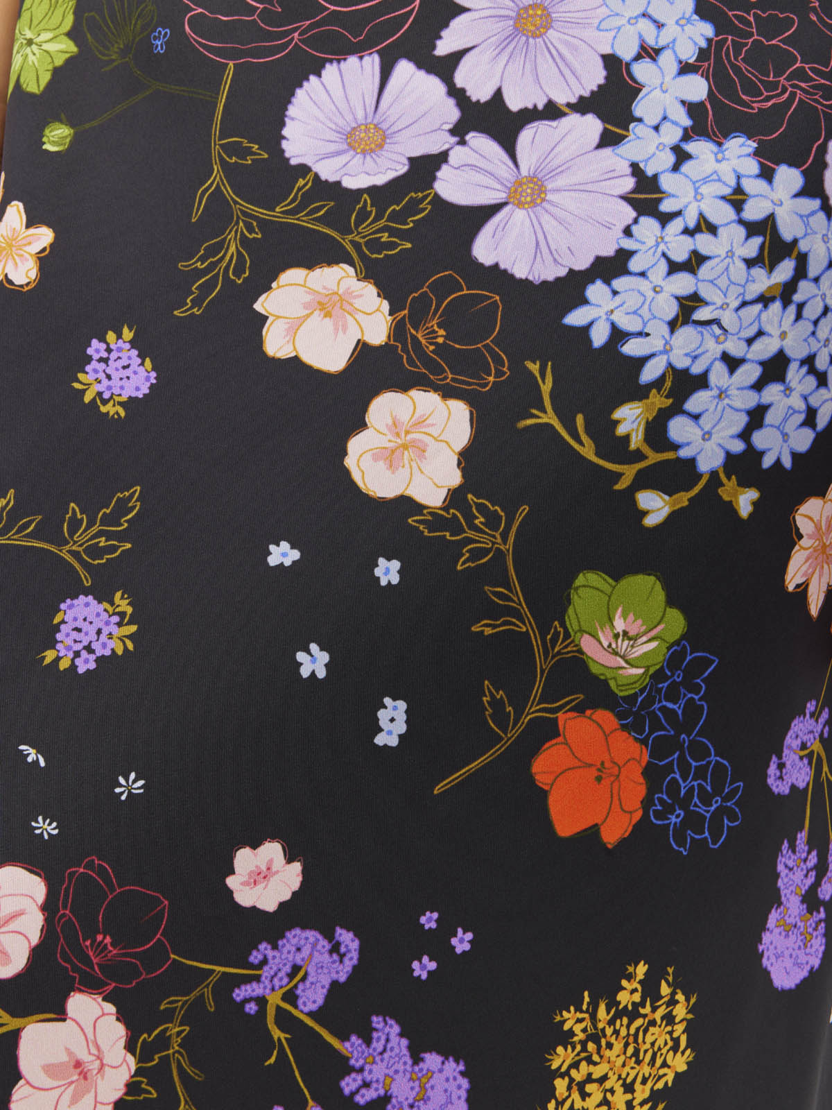 Juliette Hogan Arc Dress (Afterglow Floral Twill) Noir - draped maxi dress with wide-neck shoulder style, shoulder pleats, and bias-cut skirt.
