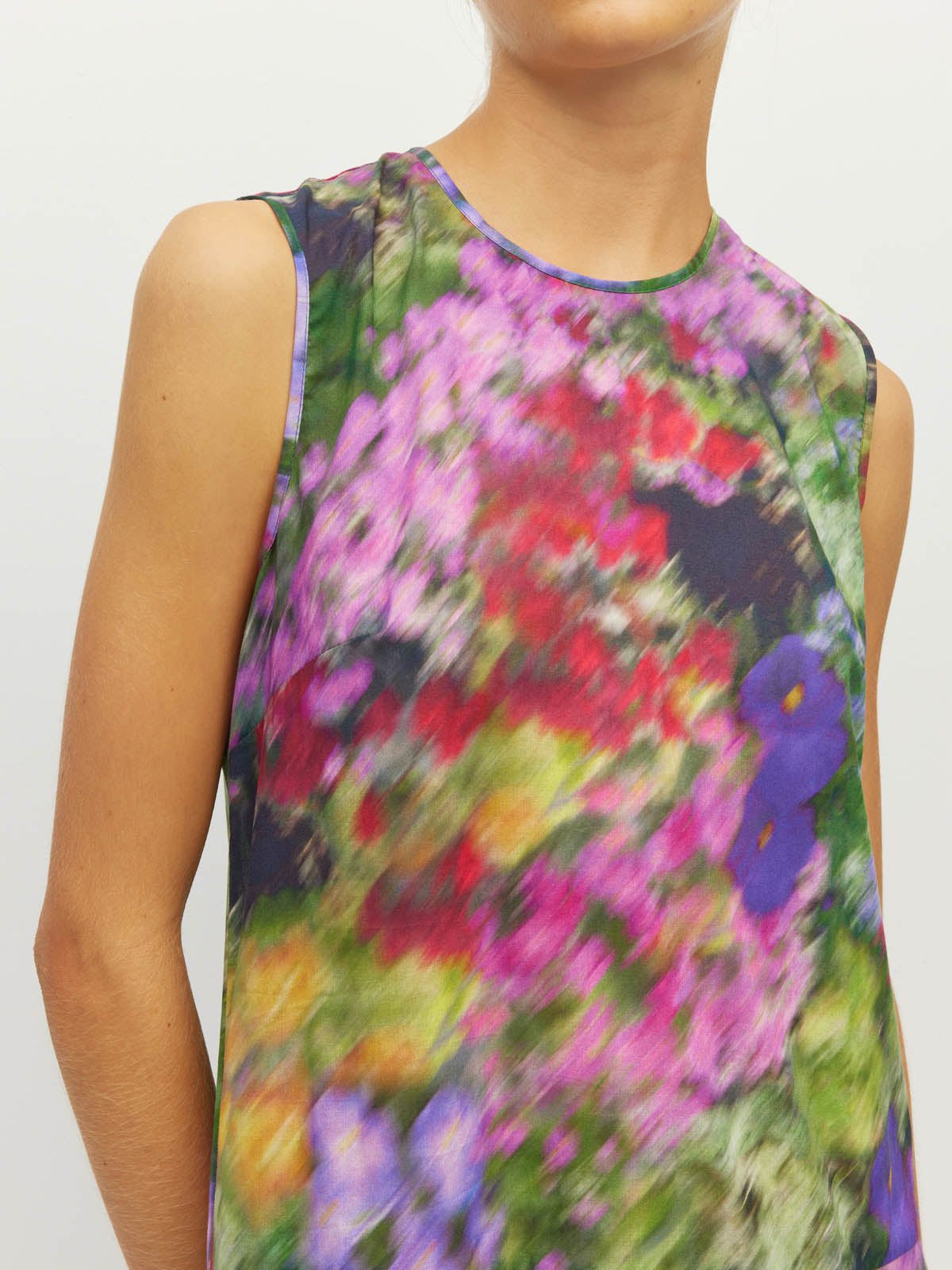 Juliette Hogan Symi Dress (Dream in Colour Cotton) Spectra - sleeveless cotton dress with drop waist and panelled ankle-length skirt, machine washable.