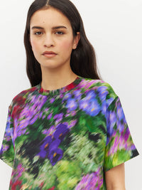 Juliette Hogan Fancy T (Dream in Colour Silk CDC) Spectra - boxy oversized silk T-shirt with crew neckline, drop shoulder, and back-neck zip closure.