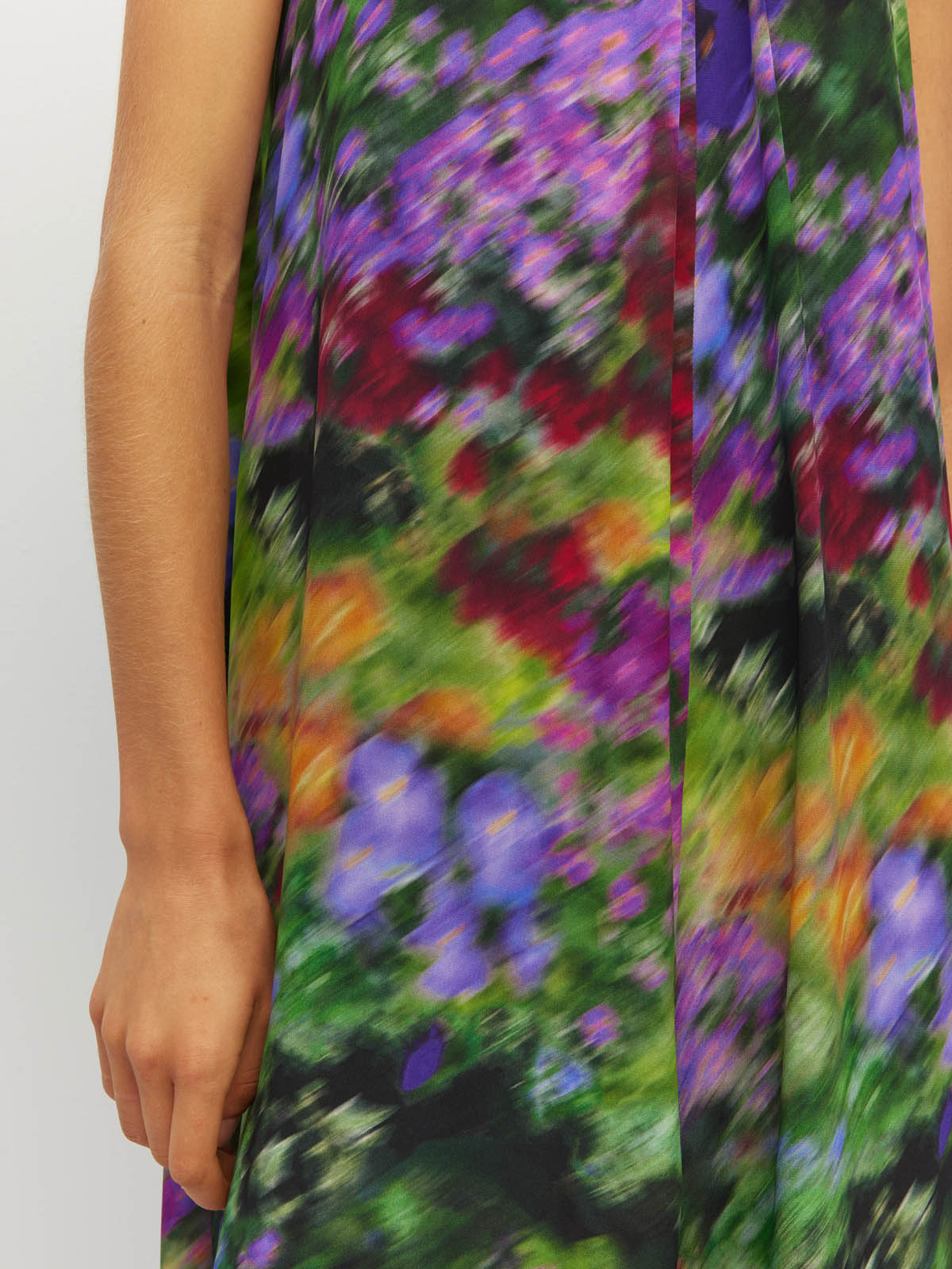 Juliette Hogan Nico Dress (Dream in Colour Silk CDC) Spectra - light, flowing silk maxi dress with high halter neckline, exposed shoulder, and feature neck tie.