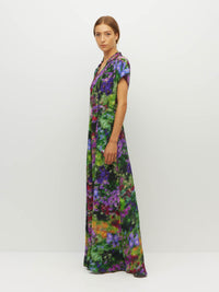 Juliette Hogan Pamela Dress (Dream in Colour Silk CDC) Spectra - silk maxi dress with ruffle collar and tie, cap sleeves, and set waist.