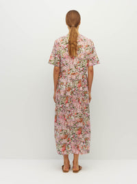 Juliette Hogan Dima Tunic (Peony Fields Cotton) Taffy - printed cotton tunic dress with adjustable tie waist, crew neckline, and side seam pockets.