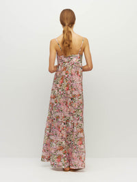 Juliette Hogan Rosa Dress (Peony Fields Cotton) Taffy - printed cotton maxi dress with elasticated back bodice and tiered skirt.