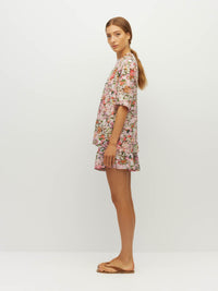 Juliette Hogan Saville T (Peony Fields Cotton) Taffy - relaxed, oversized cotton T-shirt with crew neckline, drop shoulder, and back-neck zip closure.