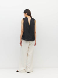 Juliette Hogan Tulia Top (Resort Cotton) Black - reversible cotton top with adjustable V-neckline and tie shoulders, self-lined, finishing at the hip.