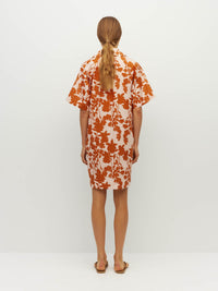 Juliette Hogan Rue Shirtdress (Shadow Floral Cotton) Clay - easy-fit printed cotton shirtdress with collar and raglan sleeves.