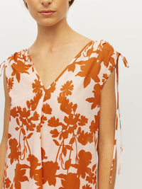 Juliette Hogan Tulia Dress (Shadow Floral Cotton) Clay - reversible cotton maxi dress with adjustable V-neckline and tie shoulders.