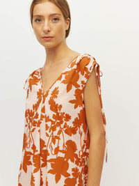 Juliette Hogan Tulia Dress (Shadow Floral Cotton) Clay - reversible cotton maxi dress with adjustable V-neckline and tie shoulders.