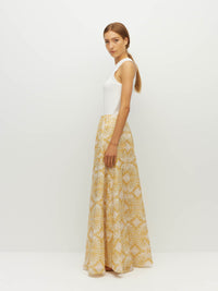 Juliette Hogan Aria Skirt (Tesserae Cotton) Sun Mosaic - panelled A-line cotton maxi skirt with elastic waistband.