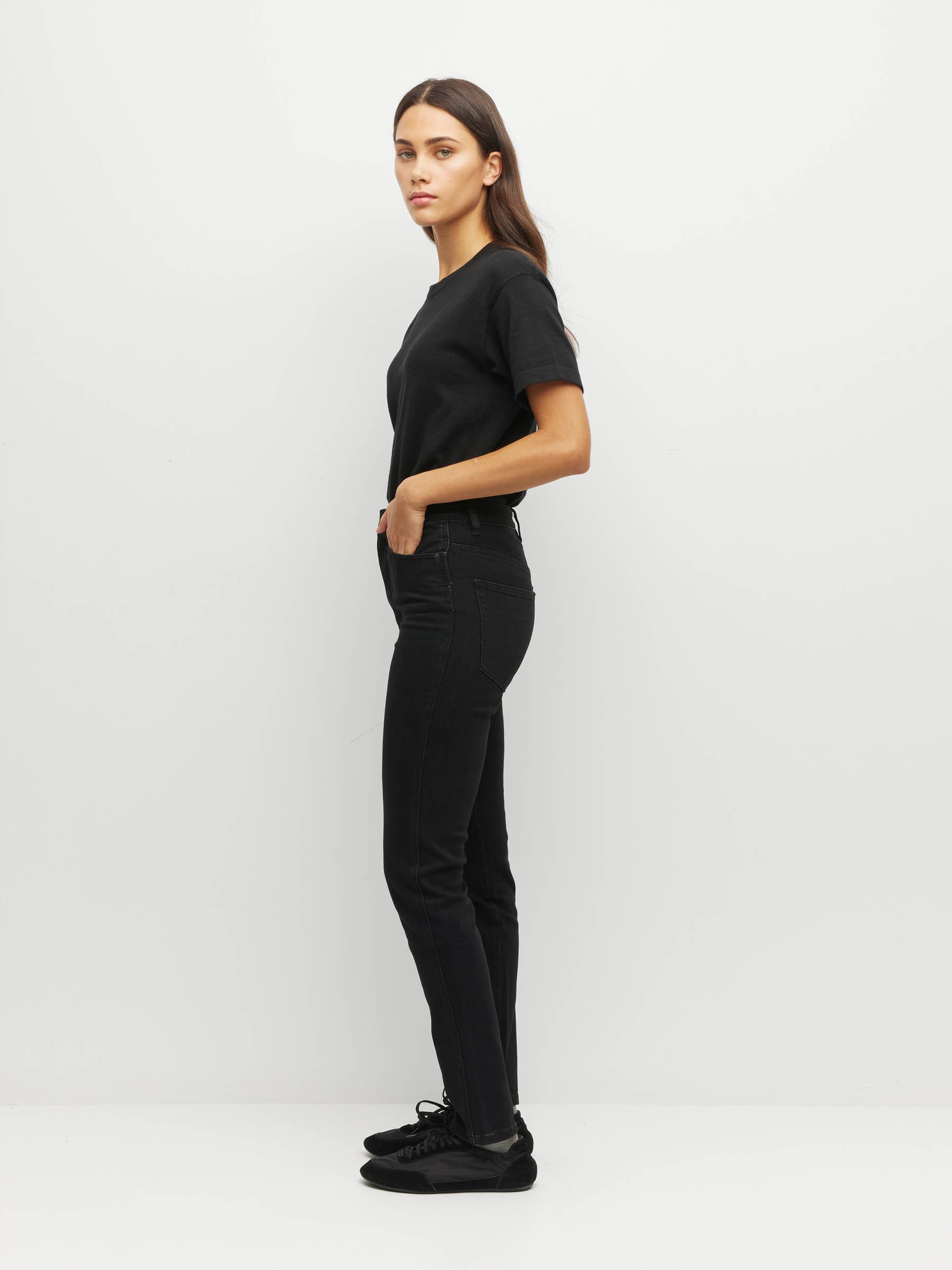 Straight Leg Jean (Denim) Black Enzyme