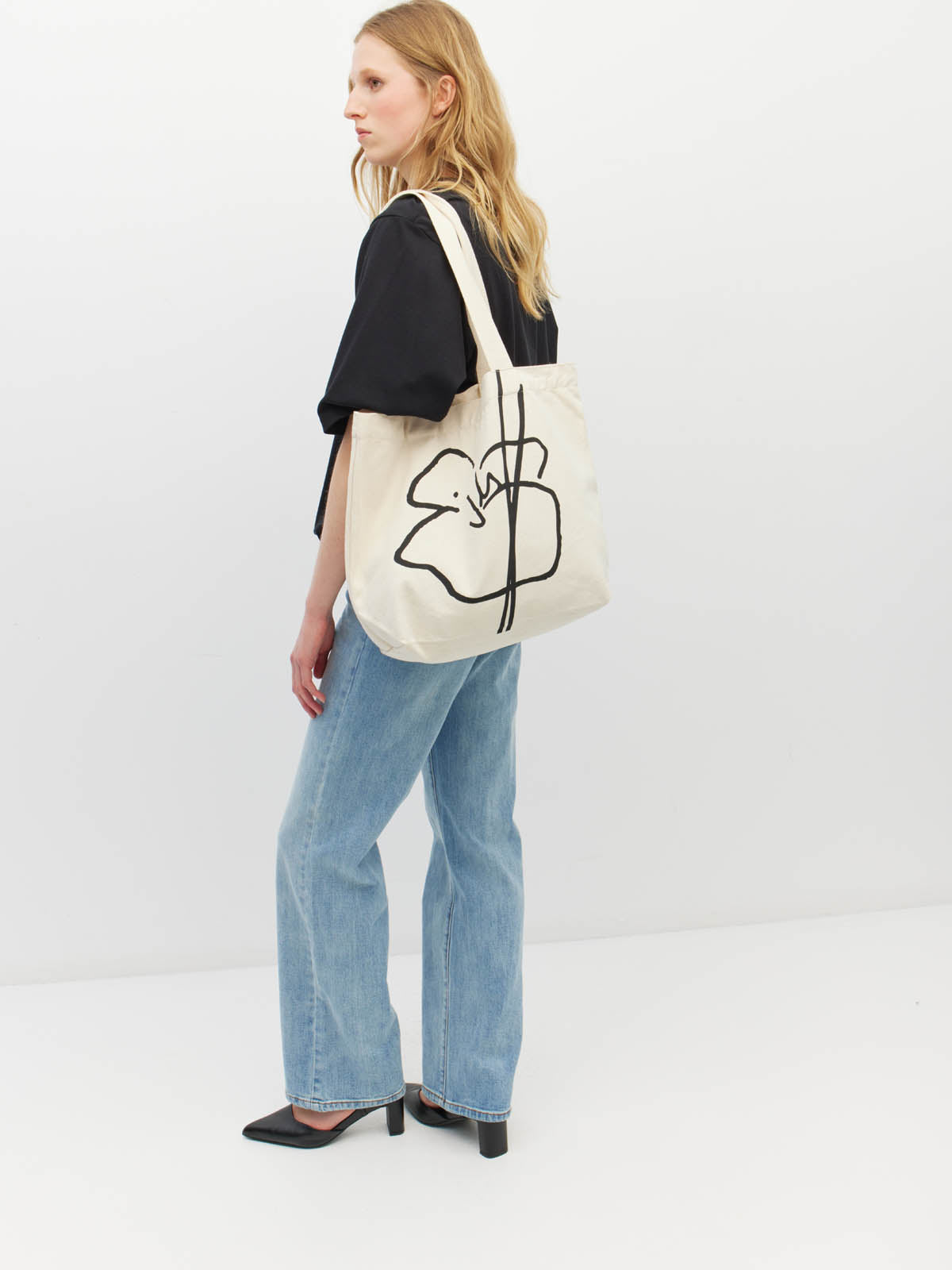 JH Motif Tote (Canvas) Natural/Black