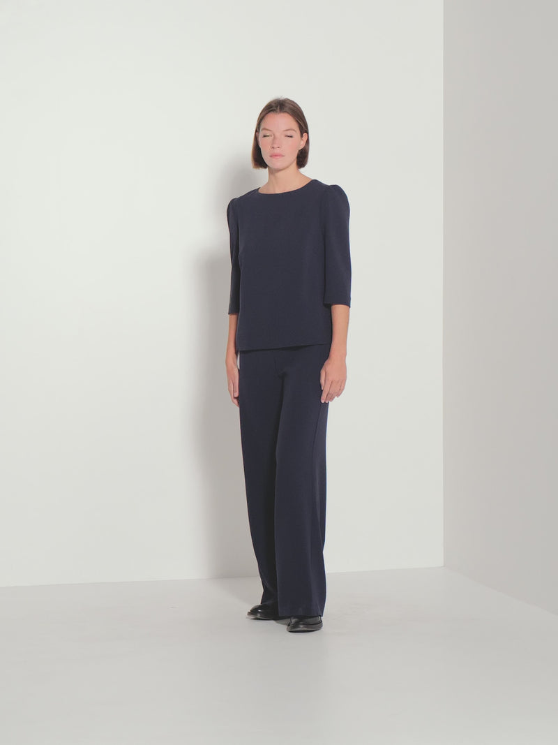Milan Top (Fine Crepe) Navy