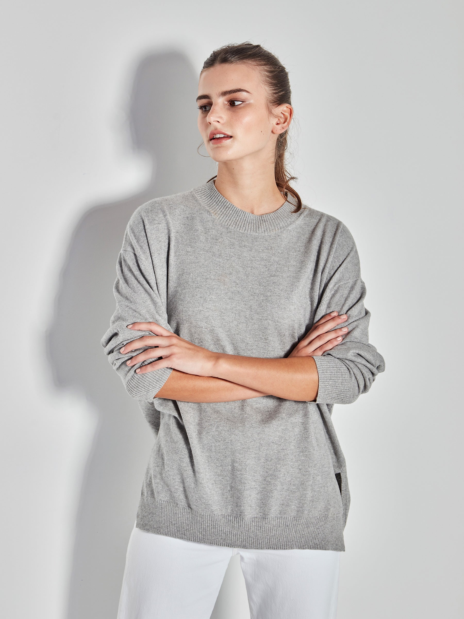 Grey cotton sweater sale