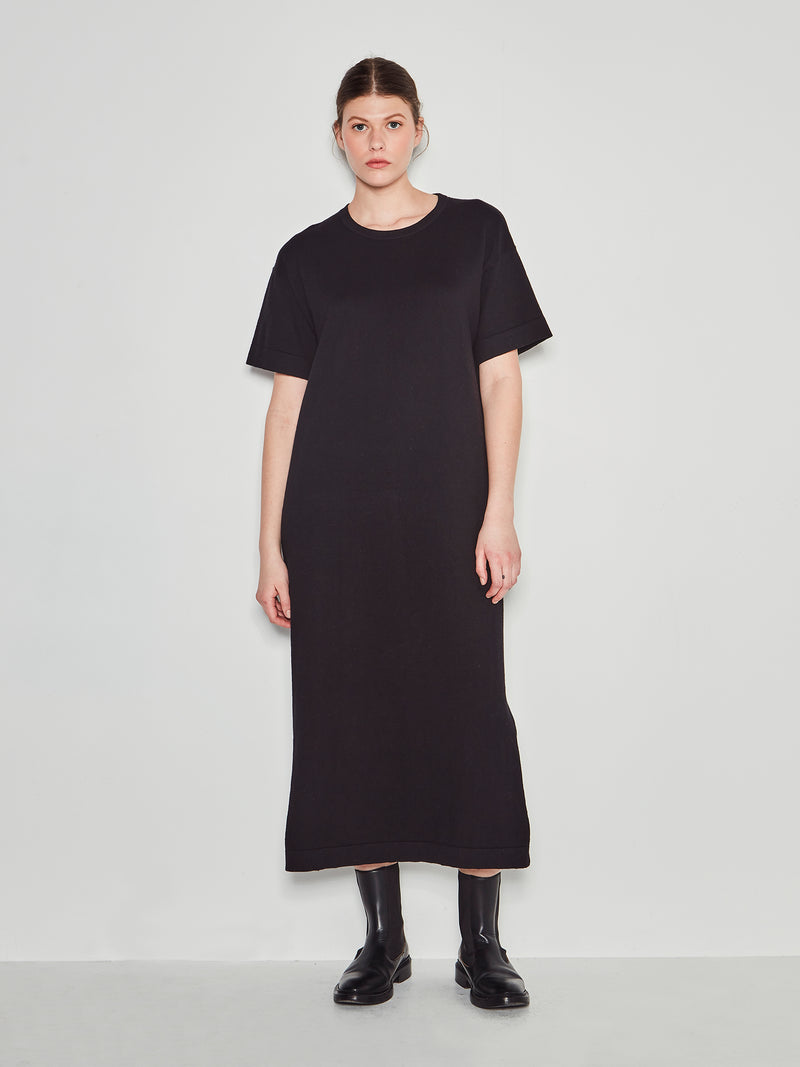 JHL Long Box T Dress (Cotton Cashmere) Black