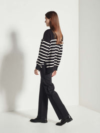 Clarice Sweater (Merino Knit) Stripe Black