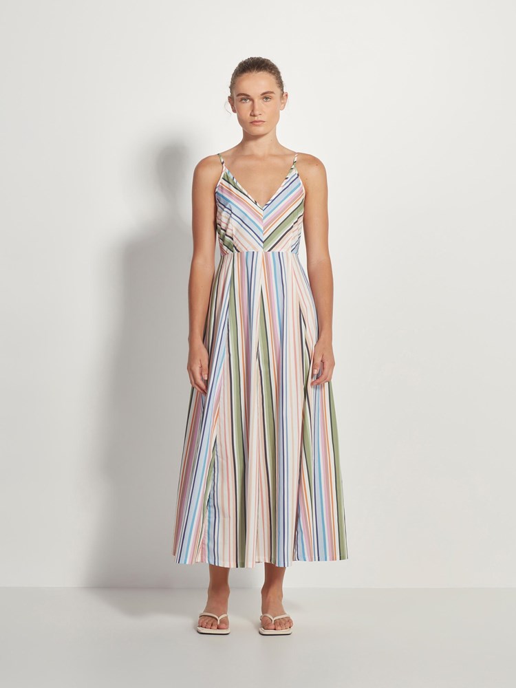 Eliza Dress (Candy Stripe Organic Cotton) Pastel Stripe